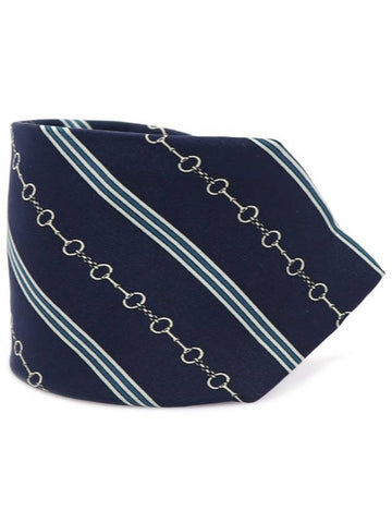 100 silk navy striped pattern tie - CELINE - BALAAN 1