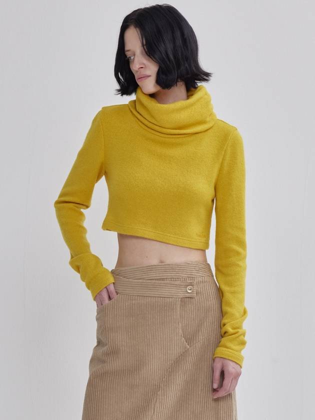 Ivory Big Polar Bottom Beve Embroidery Crop Knit Yellow - LIE - BALAAN 5