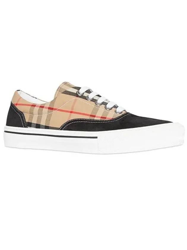 Men's Wilson Vintage Check Mix Low Top Sneakers Black Brown - BURBERRY - BALAAN 6