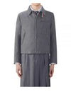 Crispy Wool Golf Zip-Up Jacket Grey - THOM BROWNE - BALAAN 2