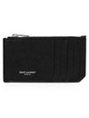 Leather Zipper Classic Fragment Card Wallet Black - SAINT LAURENT - BALAAN 2