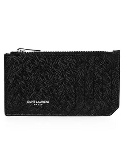 Leather Zipper Classic Fragment Card Wallet Black - SAINT LAURENT - BALAAN 2