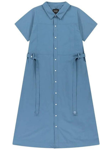 Nylon Shirt Midi Dress Dark Blue - OFFGRID - BALAAN 1