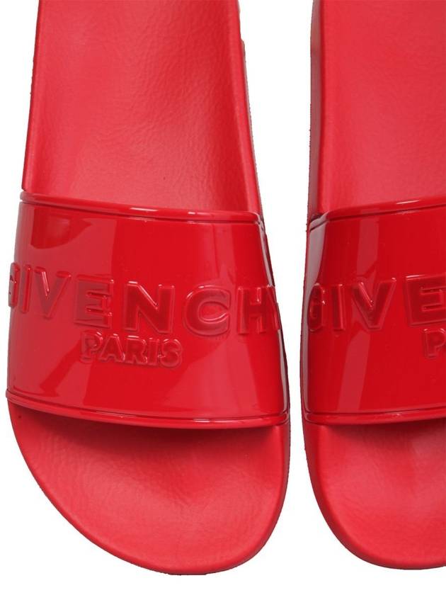 embossed logo rubber slide slippers red - GIVENCHY - BALAAN 4