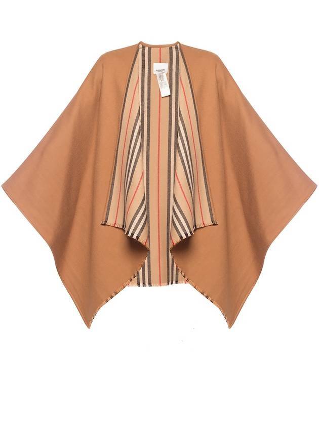 Icon Stripe Reversible Wool Cape Brown - BURBERRY - BALAAN 1