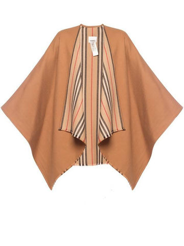 Icon Stripe Reversible Wool Cape Brown - BURBERRY - BALAAN 1