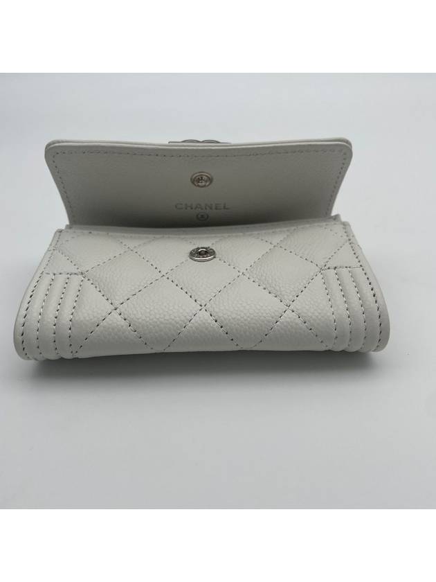 Boy Snap Flap Card Wallet Caviar Ivory A80603 - CHANEL - BALAAN 7