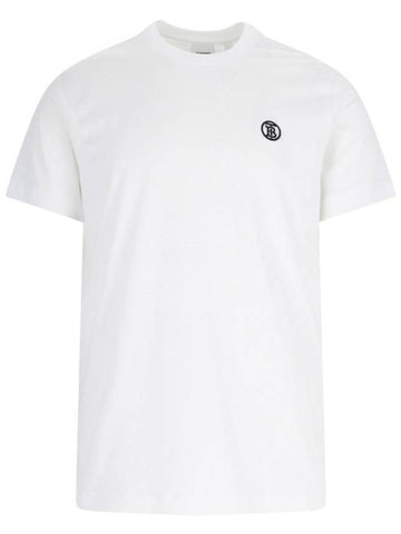 Embroidered Monogram Organic Cotton Short Sleeve T-Shirt White B0651081898 - BURBERRY - BALAAN 1