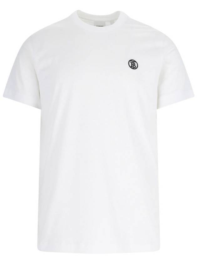 Embroidered Monogram Organic Cotton Short Sleeve T-Shirt White B0651081898 - BURBERRY - BALAAN 1