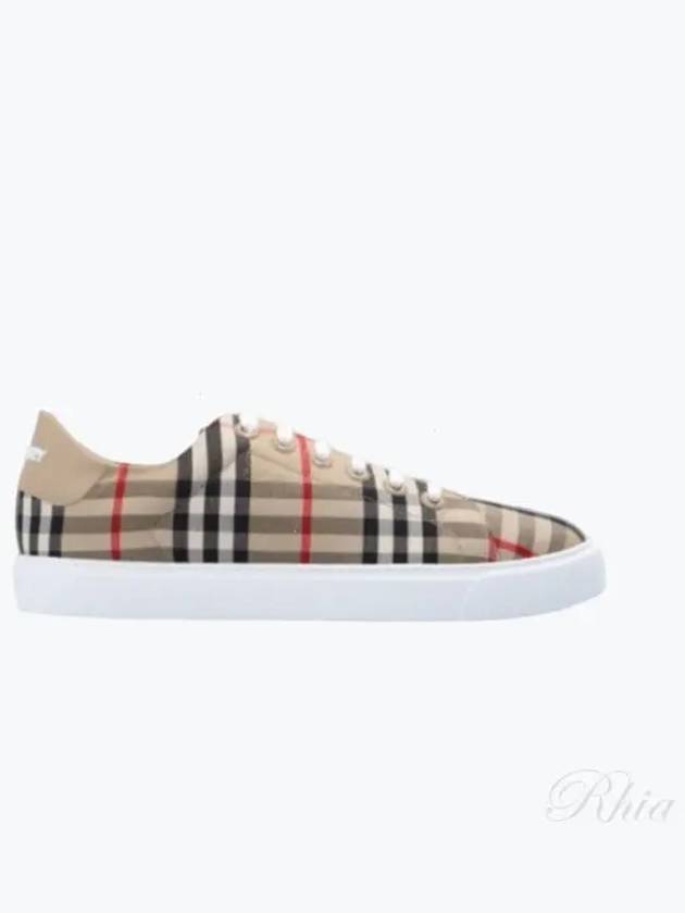 Vintage Check and Leather Sneakers Archive Beige - BURBERRY - BALAAN 2