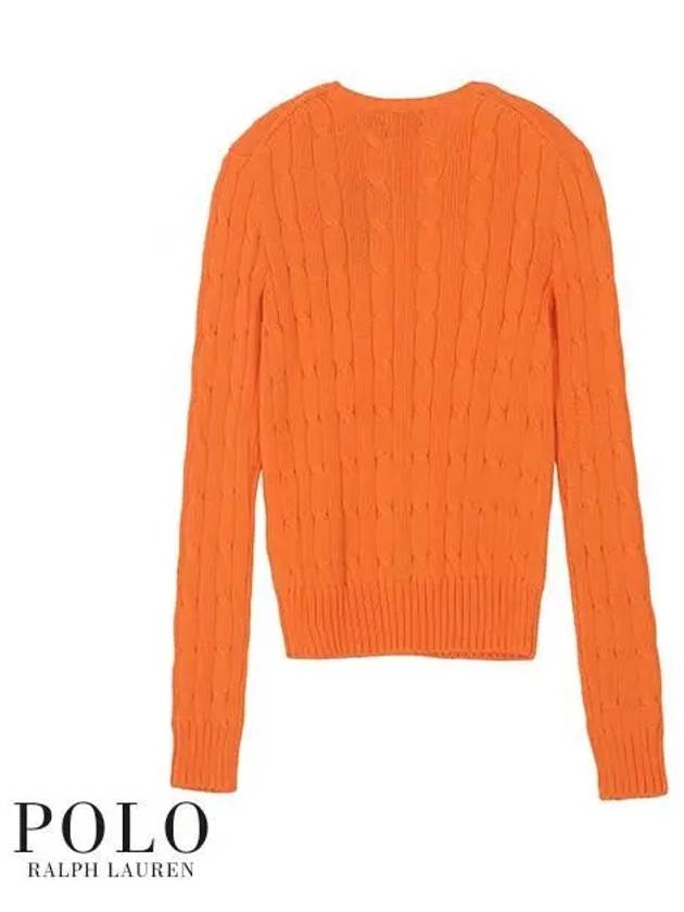 Women's Pony Embroidery Cable Knit Top Orange - POLO RALPH LAUREN - BALAAN 3