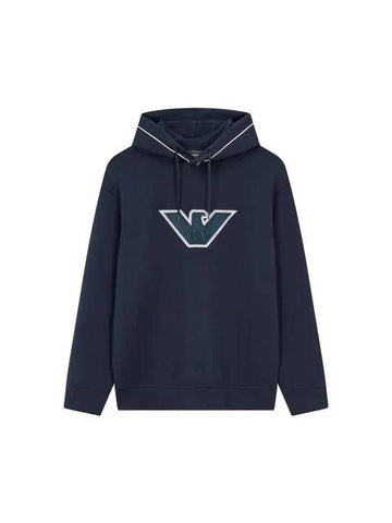 Men s Eagle Logo Patch Hooded Sweatshirt Navy 270376 - EMPORIO ARMANI - BALAAN 1