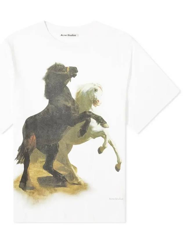 12Th Anniversary Horse Print Overfit Short Sleeve T-Shirt White - ACNE STUDIOS - BALAAN 2