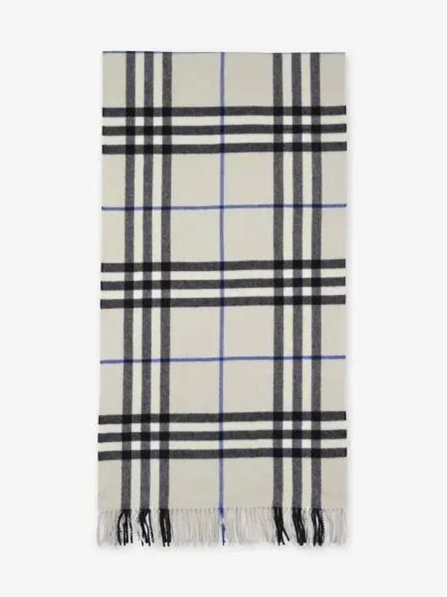 Check White Cashmere Scarf Lichen - BURBERRY - BALAAN 2