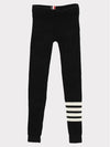 Women's Wool Cashmere Rib 4 Bar Leggings Black - THOM BROWNE - BALAAN 2