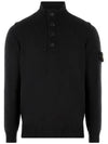 Wappen Patch Half Button Lambswool Knit Top Black - STONE ISLAND - BALAAN 2