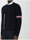 Milano Stitch Sprite Armband Cotton V-neck Cardigan Navy - THOM BROWNE - BALAAN 4