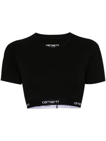 Script Logo Crop Short Sleeve T-Shirt Black - CARHARTT WIP - BALAAN 1