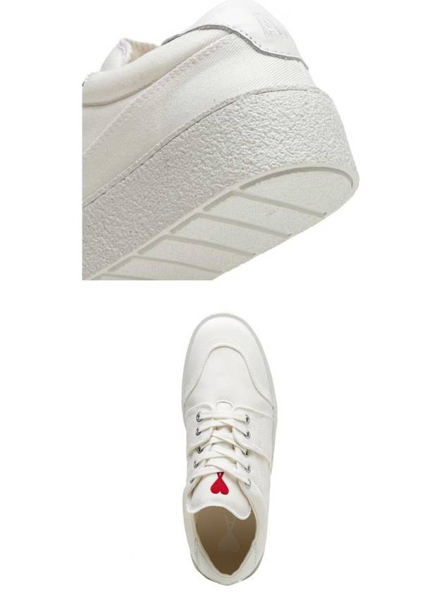 Heart Embroidered Denim Low-Top Sneakers White - AMI - BALAAN 6