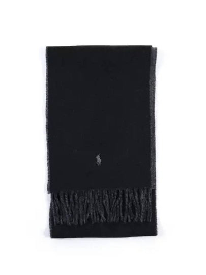 Reversible Wool Blend Muffler Black - POLO RALPH LAUREN - BALAAN 2