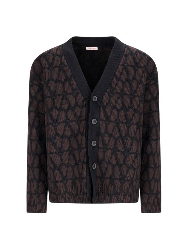 Iconography Wool Cardigan Brown - VALENTINO - BALAAN 2