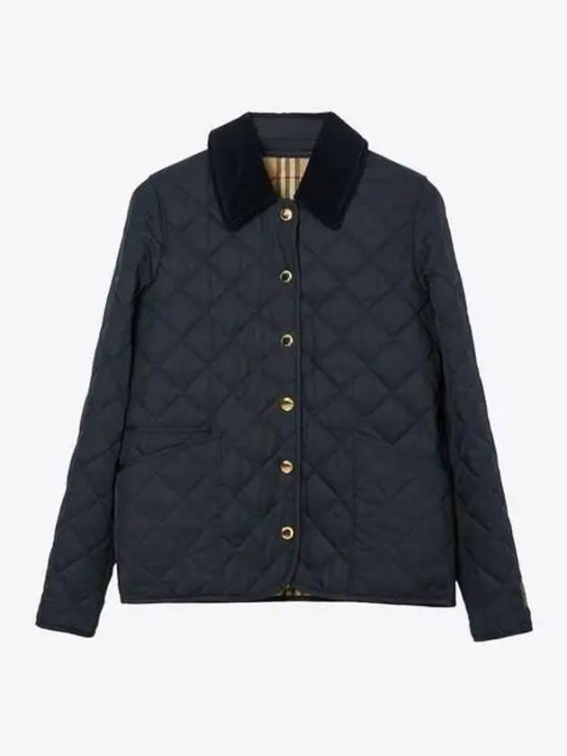 Corduroy Collar Quilted Jacket Dark Blue - BURBERRY - BALAAN 2