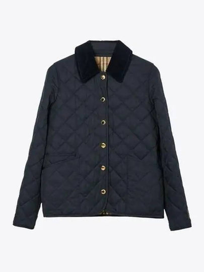 Corduroy Collar Quilted Jacket Dark Blue - BURBERRY - BALAAN 2