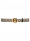 GG Marmont Supreme Canvas Leather Reversible Belt Beige Black - GUCCI - BALAAN 2