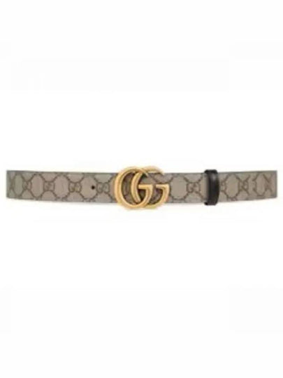 GG Marmont Supreme Canvas Leather Reversible Belt Beige Black - GUCCI - BALAAN 2