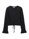 Ribbon String Crop Knit Top Black - HIGH SCHOOL DISCO - BALAAN 1