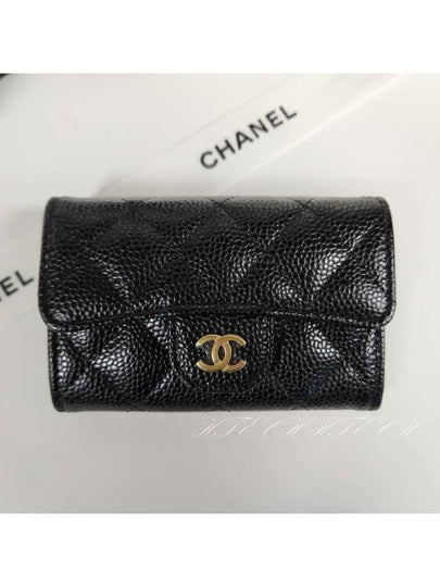 Women s Classic Snap Card Wallet Caviar Black Gold AP0214 - CHANEL - BALAAN 2