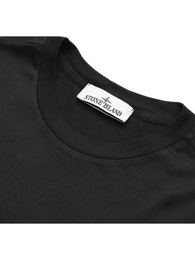 Logo Patch Cotton Short Sleeve T-Shirt Black - STONE ISLAND - BALAAN 4