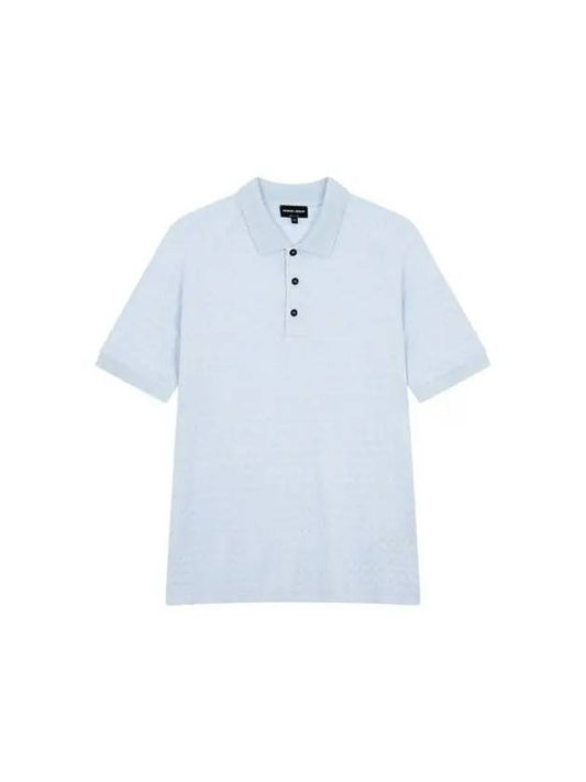 Men s Zigzag Pattern Raglan Polo Shirt Light Blue - GIORGIO ARMANI - BALAAN 1