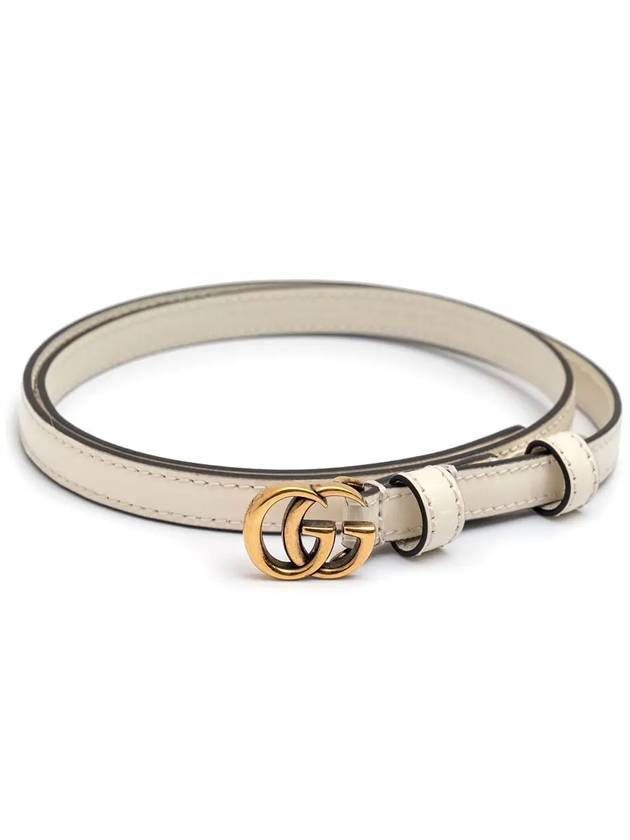 GG Thin Patent Leather Belt White - GUCCI - BALAAN.