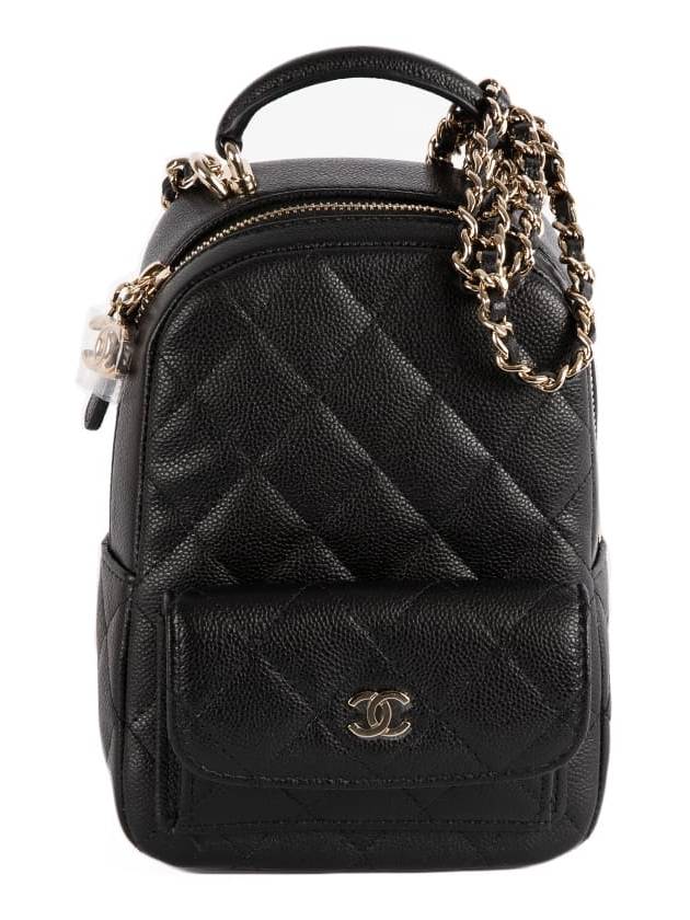 Classic Gold CC Logo Chain Caviar Mini Backpack Black - CHANEL - BALAAN 1