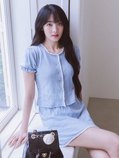 LACE BANDING MINI SKIRT SKY BLUE - ANOETIC - BALAAN 2