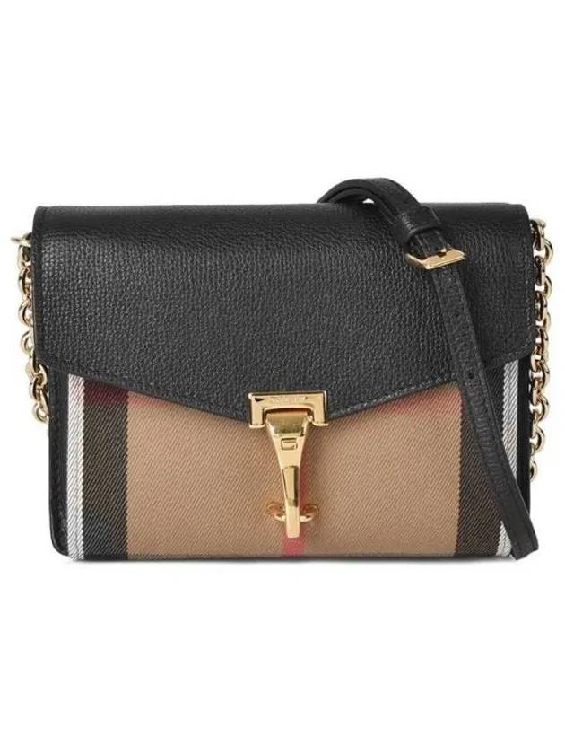 Baby Macken House Check Derby Leather Crossbody Bag Black - BURBERRY - BALAAN 2