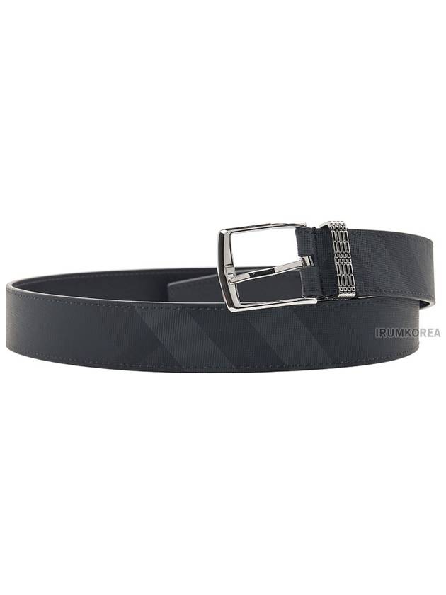 Checked Leather Belt Charcoal - BURBERRY - BALAAN 4