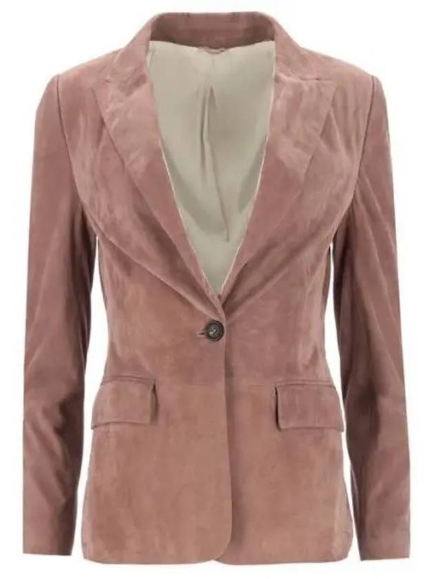 Single-Breasted Leather Blazer Jacket Pink - BRUNELLO CUCINELLI - BALAAN 2