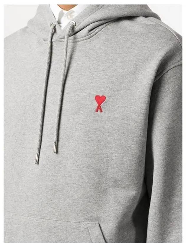 Heart Small Logo Hoodie Grey - AMI - BALAAN 5