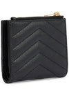 Cassandre Matelasse Grain De Poudre Embossed Leather Half Wallet Black - SAINT LAURENT - BALAAN 4