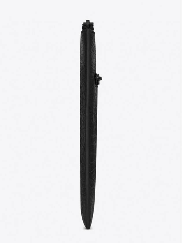 Zipper Detail Logo Crocodile Clutch Bag Black - SAINT LAURENT - BALAAN 5