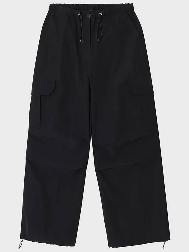 Cotton Nylon Parashute Wide Pants Black - NOIRER FOR WOMEN - BALAAN 3