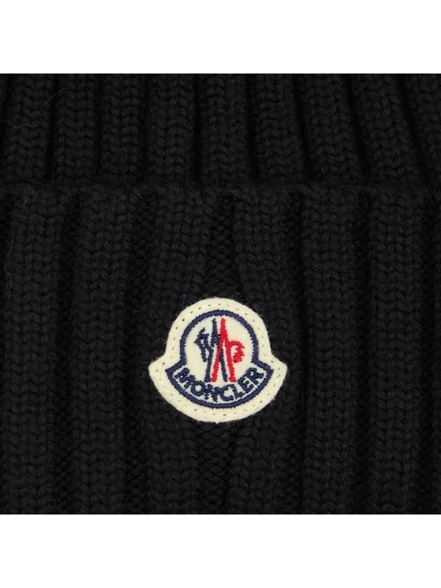 Pom-Pom Detail Wool Beanie Black - MONCLER - BALAAN 5