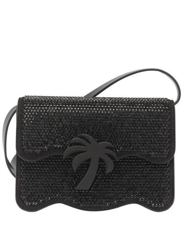 Women's Rhinestone Logo Buckle Cross Bag Black - PALM ANGELS - BALAAN 1