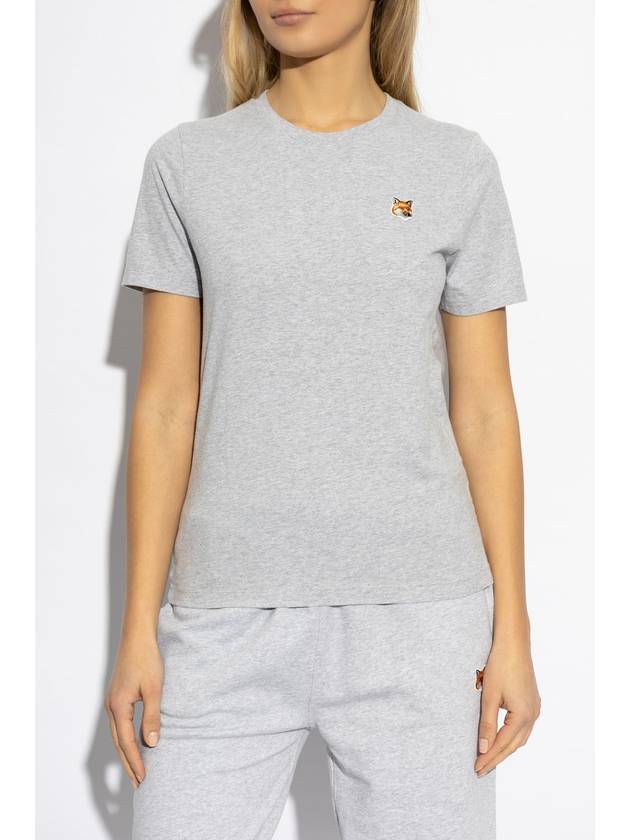 Maison Kitsuné T-shirt With Logo Patch, Women's, Grey - MAISON KITSUNE - BALAAN 3