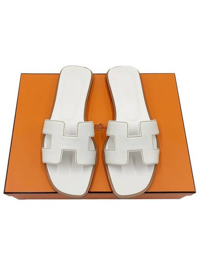 Oran Calfskin Slippers Blanc - HERMES - BALAAN 2