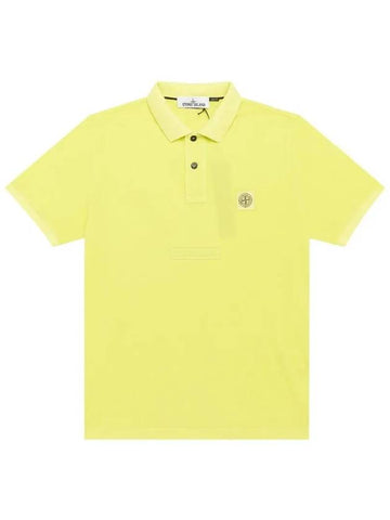 Logo patch short sleeve collar tshirt YELLOW - STONE ISLAND - BALAAN 1