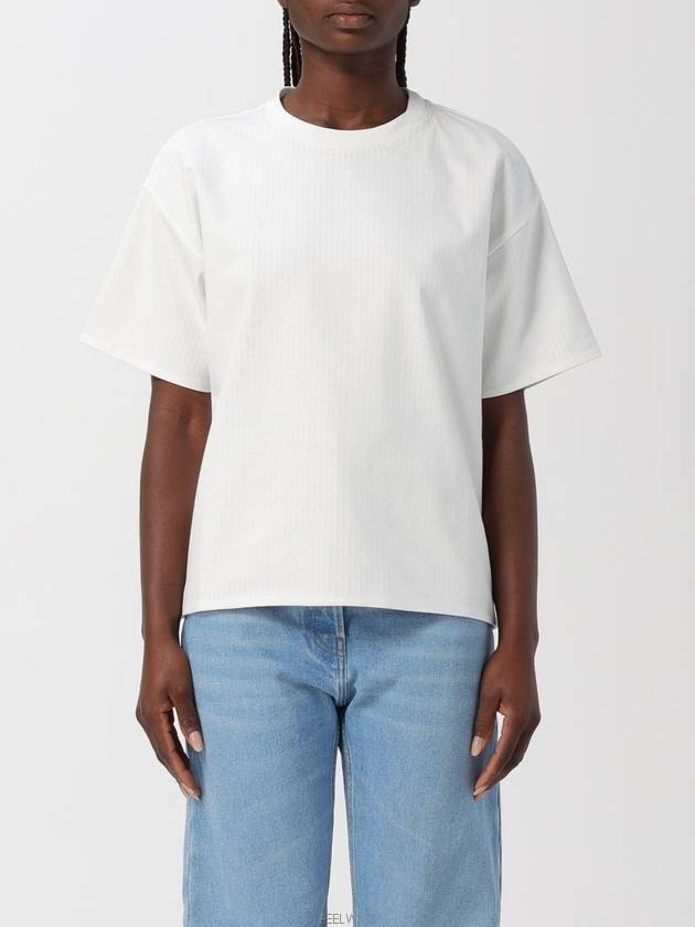 Double Layer Cotton Check Short Sleeve T-Shirt White - BOTTEGA VENETA - BALAAN 2