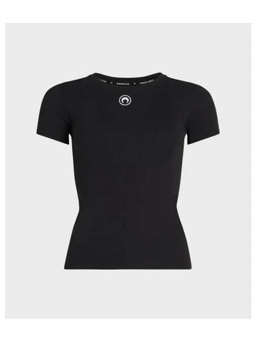 Women s Organic Cotton 1x1 Rib T Shirt Black - MARINE SERRE - BALAAN 1